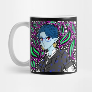 the demon witch girl in ecopop art with kawaii flowers Mug